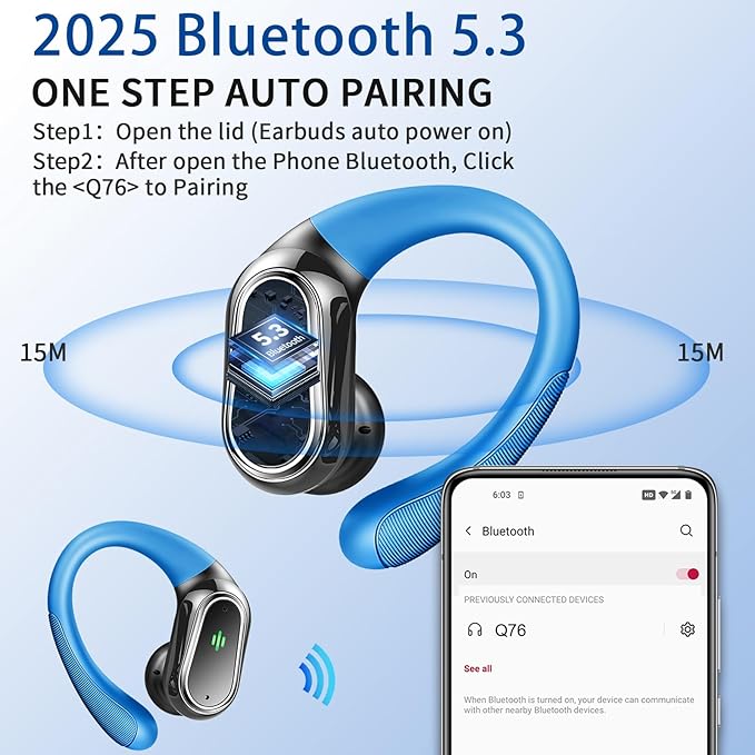 Wireless Earbuds, 2025 Bluetooth 5.4 Headphones Sport, 50H Stereo Wireless - Image 2