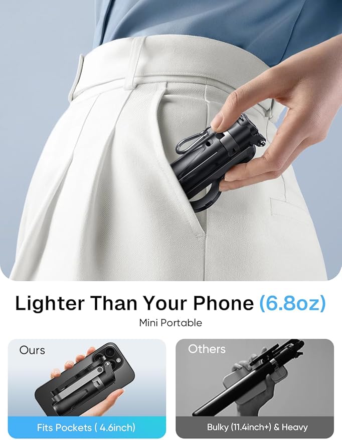 MAGIC JOHN Phone Tripod with 2 Selfie Light, Portable Pocket Size Selfie Stick - Image 6
