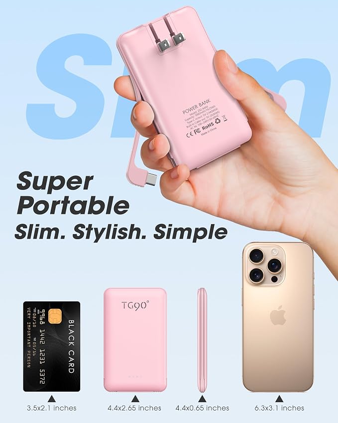 TG90° 2 Pack Portable Charger Power Bank, 5000mAh External Battery Pack - Image 7