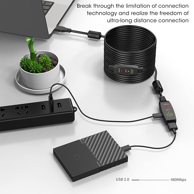 LDKCOK 100FT Active USB Extension Cable 2.0 Male to Female - Image 6