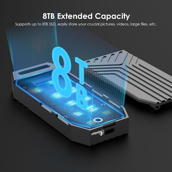WAVLINK 40Gbps PCIe NVMe SSD Enclosure, USB4 External M.2 NVMe SSD Enclosure - Image 3