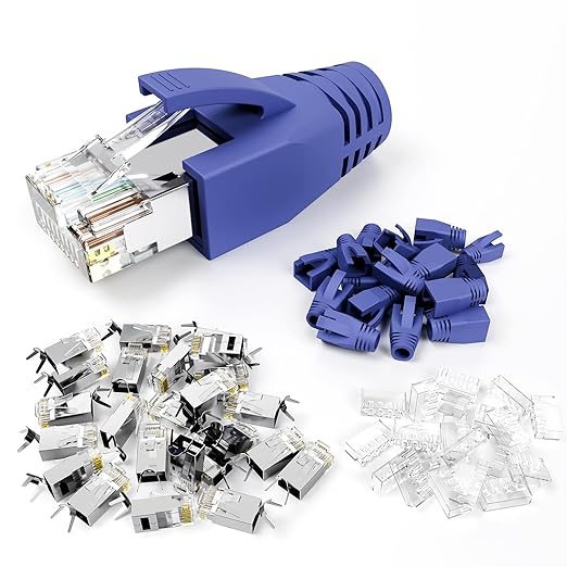 VCE 30-Pack RJ45 Connectors CAT7/CAT6A, Non-Pass-Thru Shielded Modular Plugs by VCE