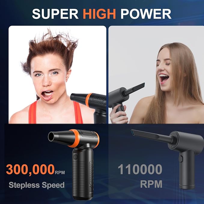 Compressed Air Duster, 000RPM Powerful Electric Air Duster, No Canned Air - Image 8