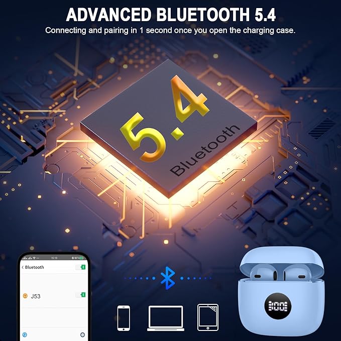 Wireless Earbuds, 40H Playback Mini Case IP7 Waterproof Sports Earphones - Image 3