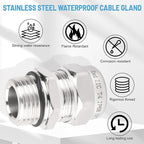 NPT 1/2" Stainless Steel Waterproof Cable Gland IP68 Waterproof Cable Gland - Image 4