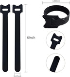 6 Inches Black Reusable Cable Ties, Cable Organizer, Cord Wrap and Hook Loop - Image 2