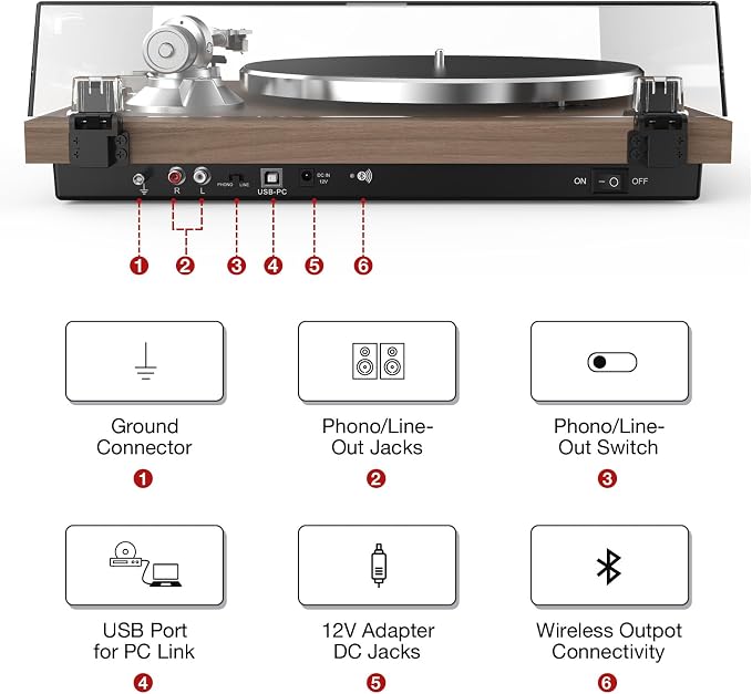 Turntables Record Player with Wireless Output Connectivity Vinyl Player - Image 3