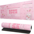Pink Gaming Mouse Pad 31.5x11.8 Inch Pastel Game Over Large Mousepad Kawaii by Siski