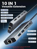 MCY USB C Hub, Laptop Docking Station Dual Monitor Single 8K, 10 in 1 Type-C - Image 2