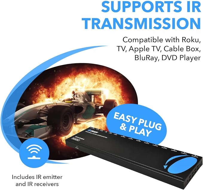 OREI 4K 1x8 HDMI Extender Splitter Multiple Over CAT 6/7 Cable - Image 7