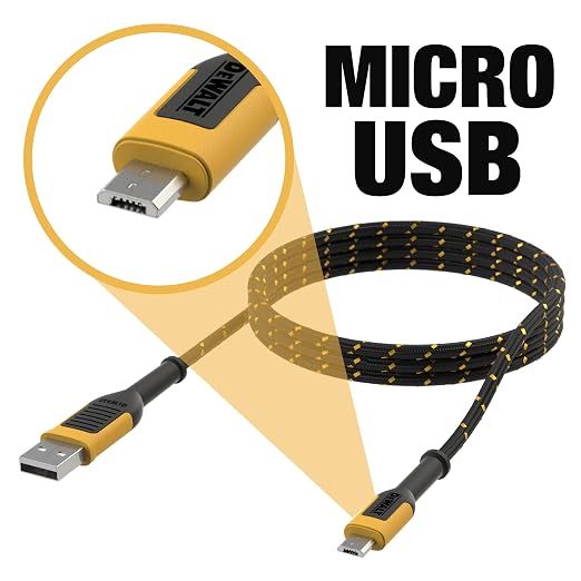 DEWALT Heavy Duty USB to Micro-USB Cable, Jobsite Micro USB Connector Cable - Image 2