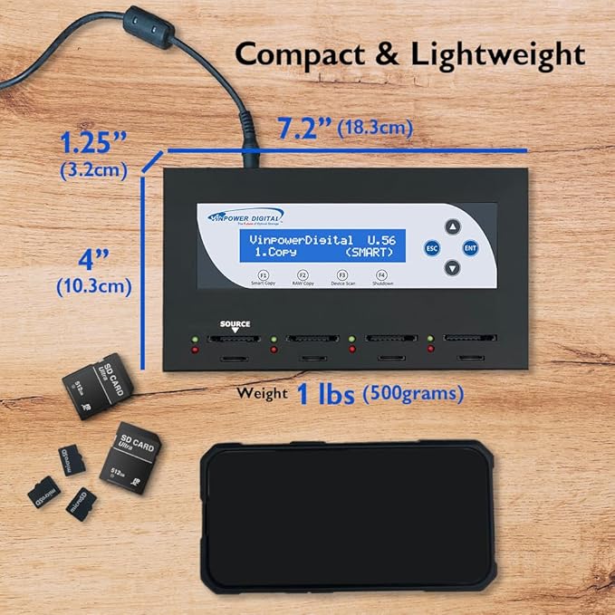 Vinpower SDMiniDup 1 to 3 Standalone SD/MicroSD Card Flash Memory Drive - Image 6