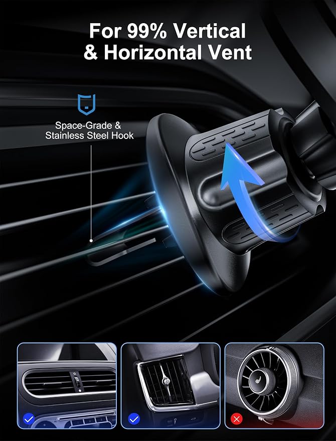 TOPGO Socket Car Phone Mount, Grip Air Vent Car Phone Holder, Compatible - Image 4