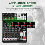 Audio Mixer 6 Channel Sound Mixer Console, Professional Music Mixing Board DJ - Image 6