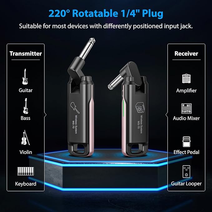 LEKATO Wireless Guitar System UHF Wireless Guitar Transmitter Receiver - Image 2