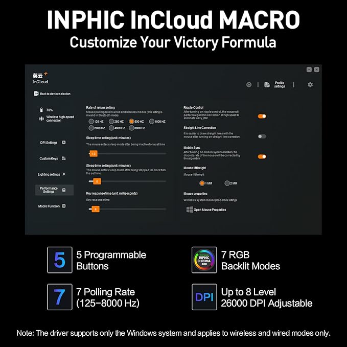 INPHIC IN10P Superlight Wireless Gaming Mouse, 8K Polling Rate, 000 DPI - Image 6