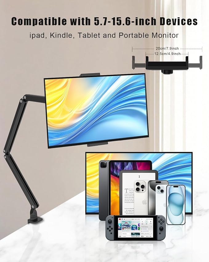 Tablet Stand for iPad, Aluminum Multi-Angle Adjustable Tablet Holder, - Image 5