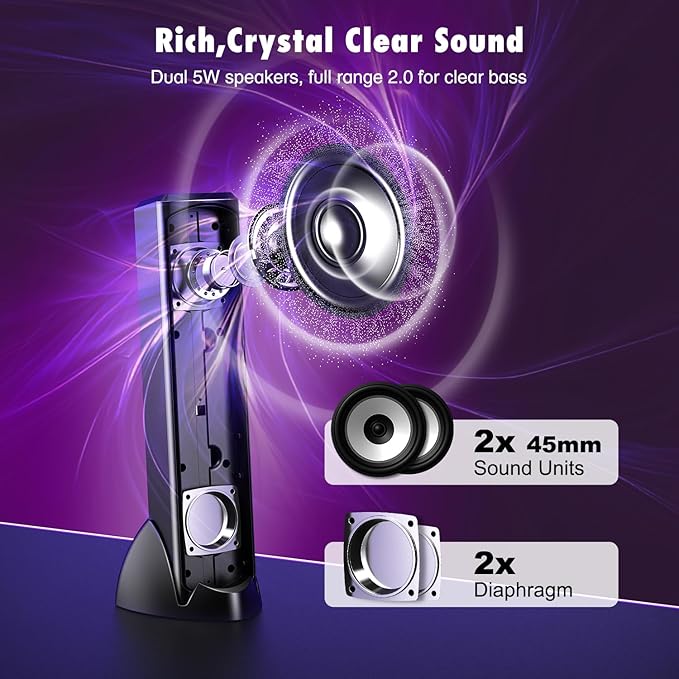 OFFSIR Computer Speakers, RGB PC Speakers, Gaming Speakers - Image 3