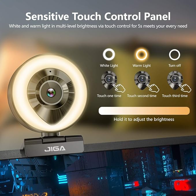 JIGA Streaming Webcam with Dual Microphone 1080P Adjustable Right Light Pro Web - Image 2
