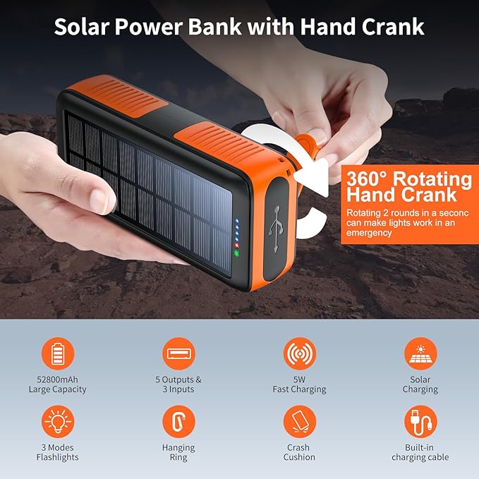 Solar Charger Power Bank 63200mAh, Portable Charger - Image 5