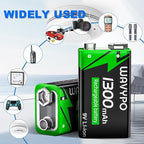 2-Pack 1300mAh Rechargeable 9V Batteries, 9 Volt Lithium-ion Batteries Long - Image 6