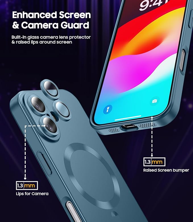 Magnetic for iPhone 16 Plus Case Slim Soft Silicone Bumper Shockproof Metallic - Image 4
