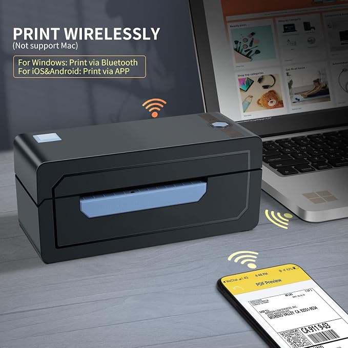 JADENS Bluetooth Thermal Shipping Label Printer – Wireless 4x6 Shipping Label - Image 2