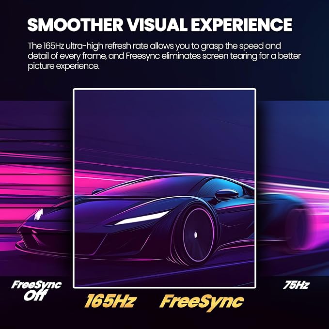 CRUA 34 Inch Curved Gaming Monitor, 21:9 WQHD 3440x1440 165Hz/144Hz 1500R - Image 5