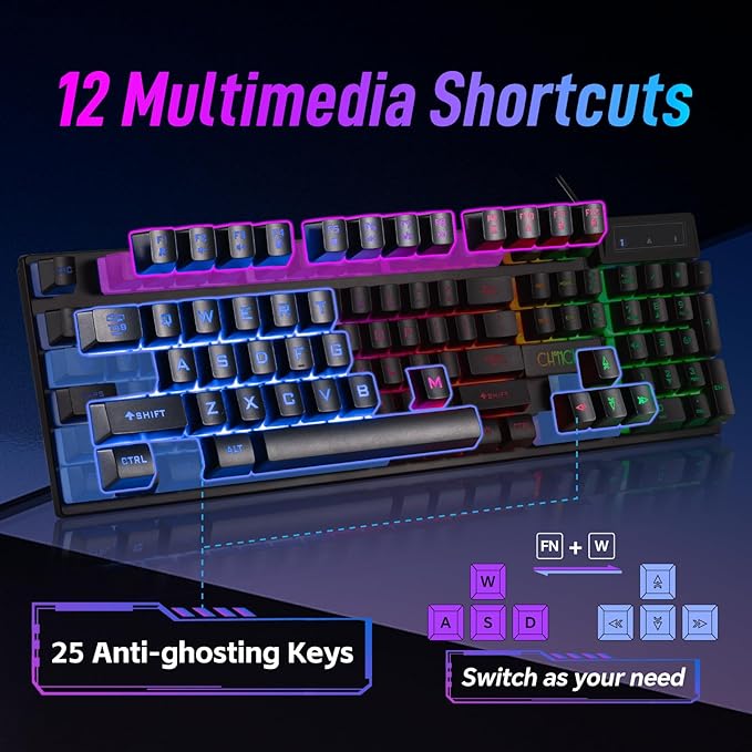 CHONCHOW Wired Gaming Keyboard, 104 Keys Full Size, - Image 4