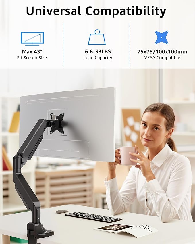 MOUNTUP Single Monitor Mount fits 22''-43'' Ultrawide Screen, Holds 6.6-33lbs - Image 4