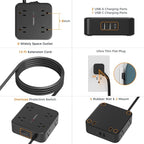 Power Strip Surge Protector 10 Ft Cord, TESSAN 8 AC Outlets 3 USB Charger - Image 6