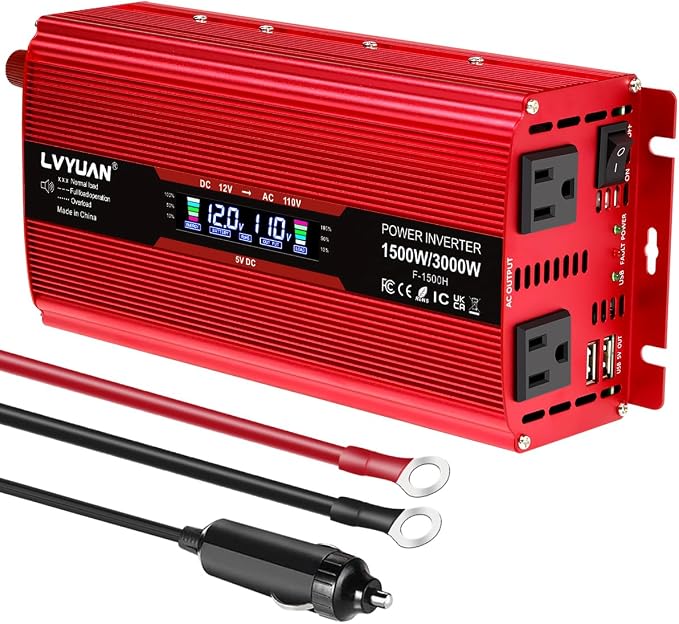 LVYUAN 1500W Car Power Inverter 12V to 110V DC to AC by LVYUAN