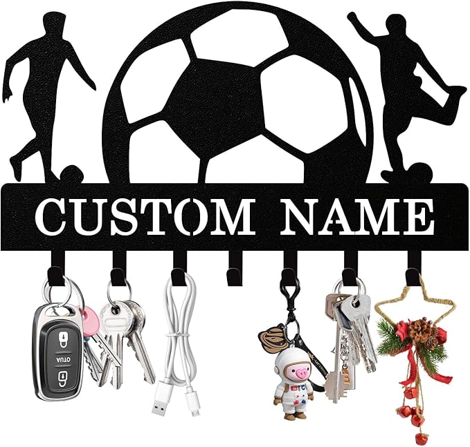 Personalized Football Key Holder Wall Mount, Custom Metal Key Rack Key Holder by Syneiro