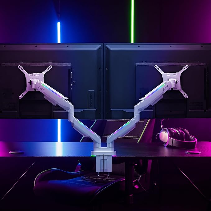 AVLT RGB Lights Dual 17”-43” Gaming Monitor Arm Desk Mount, Fits Two - Image 3