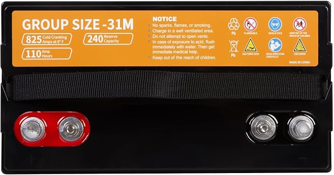 Weize BCI Group 31M Dual Purpose AGM Battery, 240RC 825CCA 12V 110AH Starter & - Image 5