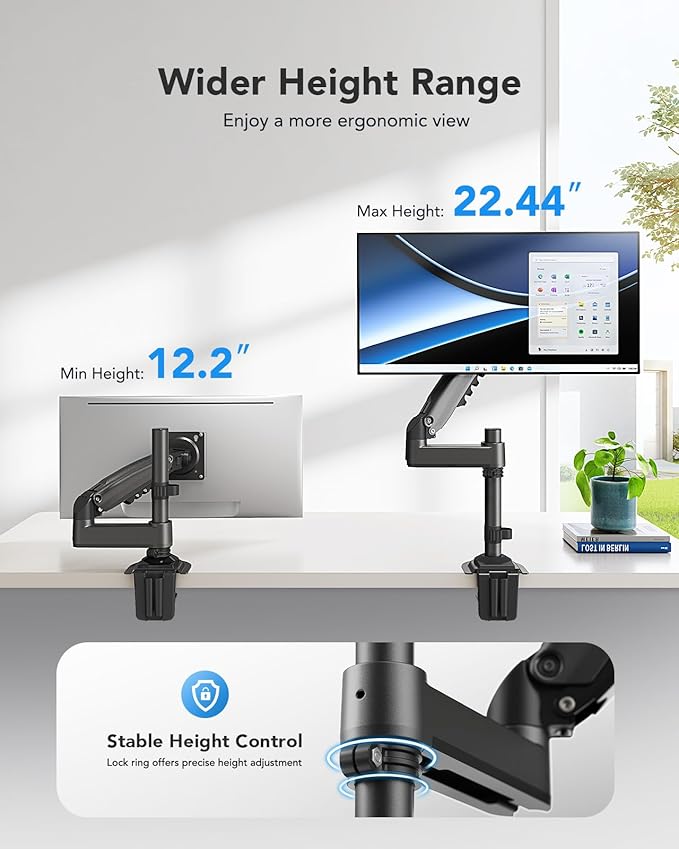 HUANUO Single Monitor Arm, Adjustable Desk Mount - Image 6