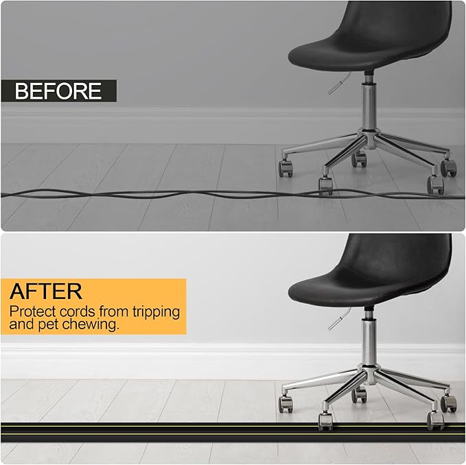 13Ft Cord Cover Heavy Duty Cable Protector 3 Channels Contains Cords Cables and - Image 5