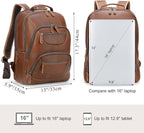 TIDING Brown Leather Travel Backpack - Image 5