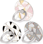 Bonoma Phone Ring Grip, 3 Pack Geometric Marble 360 Degree Rotation 180 Degree by Bonoma