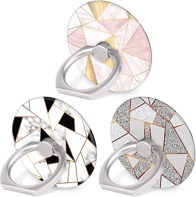Bonoma Phone Ring Grip, 3 Pack Geometric Marble 360 Degree Rotation 180 Degree by Bonoma