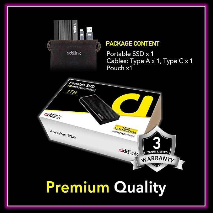 Addlink External Portable SSD 1TB P20 USB 3.2 Gen2 up to 1050MB/s, 3D TLC USB C - Image 8