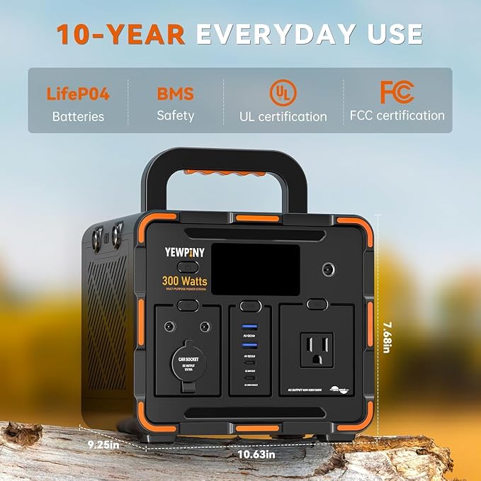 300W Solar Generator, 259Wh Portable Power Station EM300, 000mAh LiFePO4 Battery - Image 2
