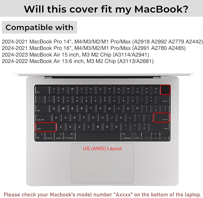 EooCoo Premium Keyboard Cover Skin Ultra Thin Protector Compatible - Image 6