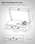 Vinyl Record Player with Bluetooth Output & Input, Treble & Bass Control - Image 7