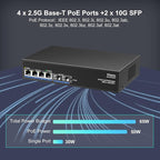 6-Port 2.5G PoE Switch Unmanaged, 4X 2.5GBase-T PoE Ports, 2X 10Gbps SFP - Image 3