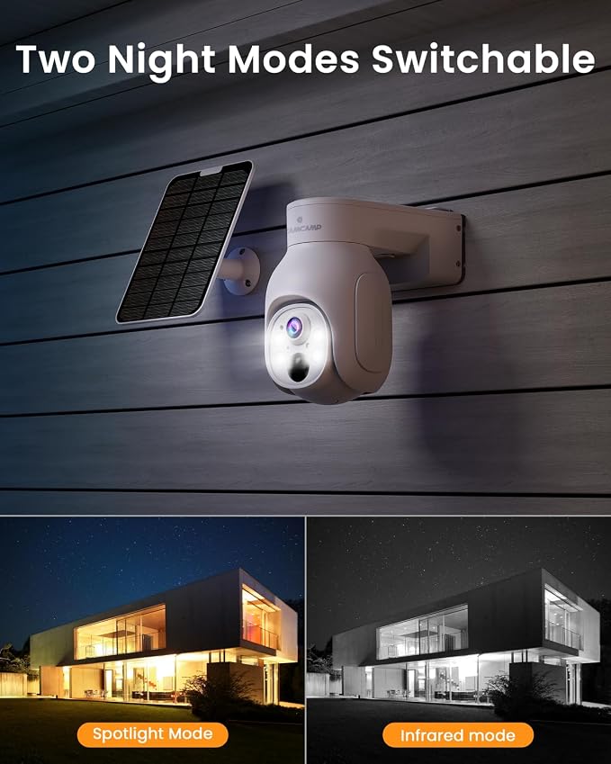 Camcamp Wireless Security Camera System, Solar Powered PTZ 4MP 6 Cam-kit Camera - Image 8