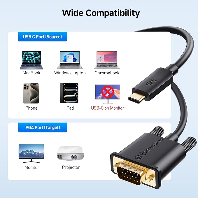Cable Matters USB C to VGA Cable 6 ft - Image 5