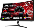 SANSUI 27 Inch WQHD 2560X1440 Curved Gaming Monitor, 180Hz MPRT 1ms Computer by SANSUI
