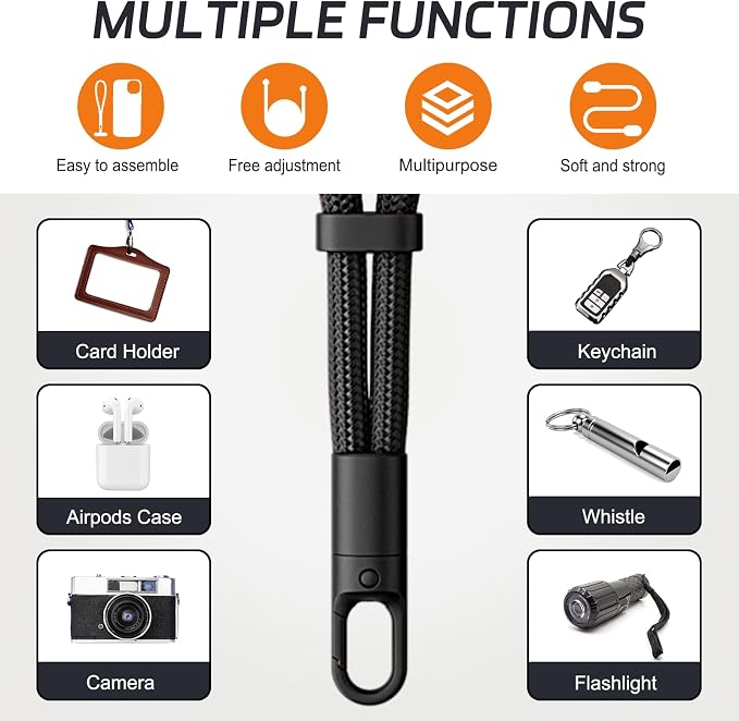 2 Pack Phone Lanyard, 2×Hand Wrist Strap, 4×Tether Tabs, Universal Cell Phone - Image 7