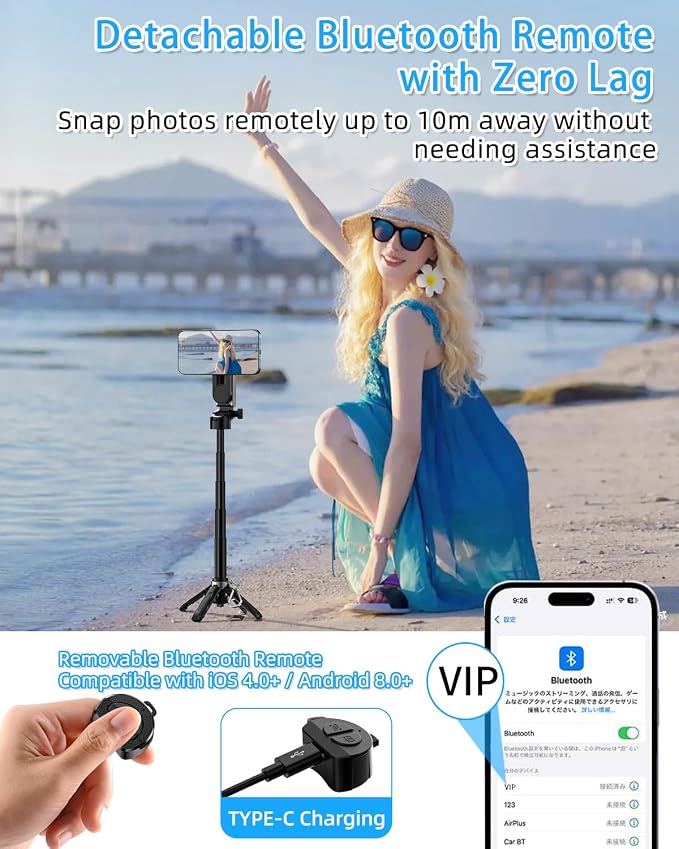 CloudValley Magnetic 4-in-1 Multifunctional Selfie Stick Tripod, Mini Portable - Image 7
